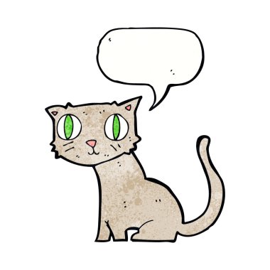 Karikatür kedi ile konuşma balonu