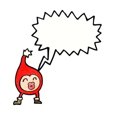 Konuşma balonu olan komik bir Noel yaratığı.