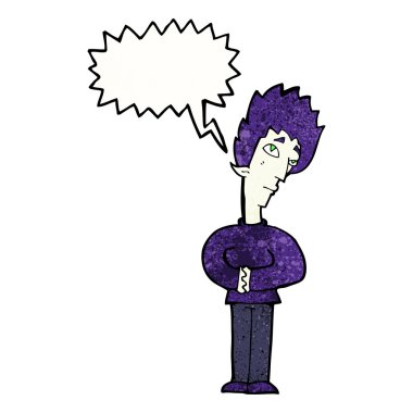 Konuşma balonlu meraklı vampir çizgi filmi