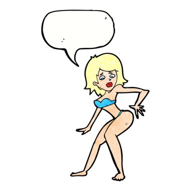 çizgi film kadın bikini ile konuşma balonu