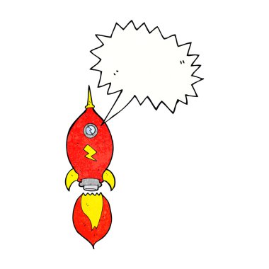 Konuşma baloncuklu çizgi film uzay gemisi