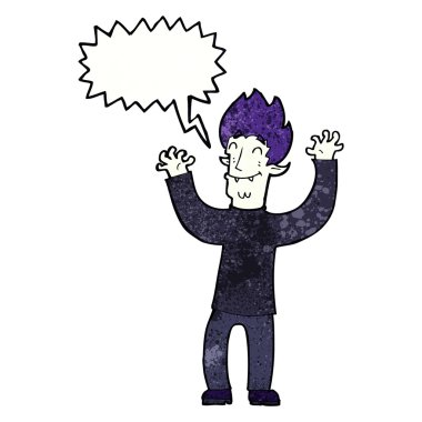 karikatür mutlu vampir adamla konuşma balonu