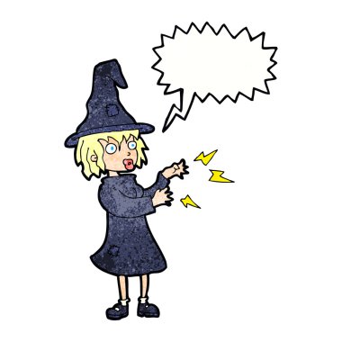 Konuşma baloncuğu ile çizgi cadı döküm büyü