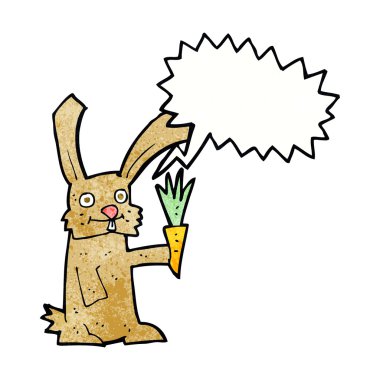 karikatür tavşan havuç ile konuşma balonu ile