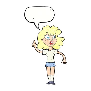 Çizgi filmdeki kadın konuşma baloncuğuyla