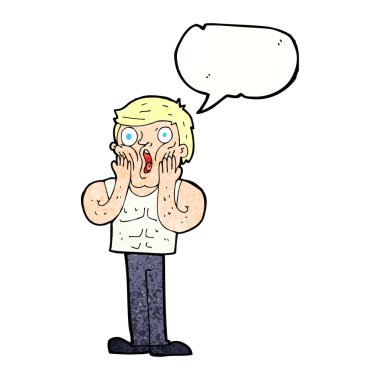 karikatür şok edici konuşma balonuyla jimnastikçi