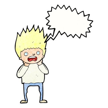 Çizgi filmci konuşma baloncuğuyla panikliyor.