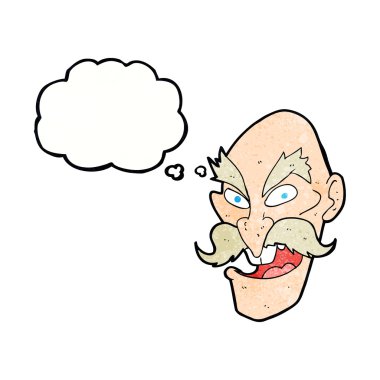 karikatür kötü yaşlı adam konuşma baloncuğuyla yüz yüze
