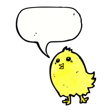 çizgi film mutlu sarı kuş konuşma baloncuğu ile