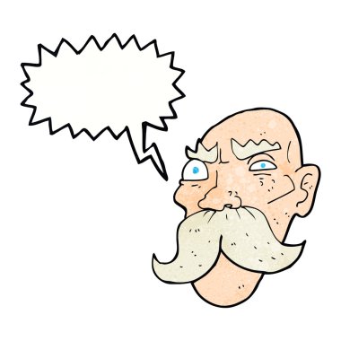 karikatür kızgın yaşlı adam konuşma baloncuğu ile