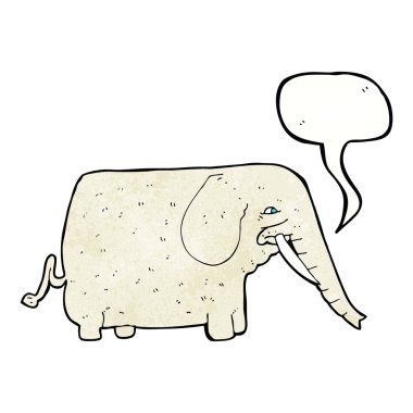Konuşma baloncuklu büyük bir fil.