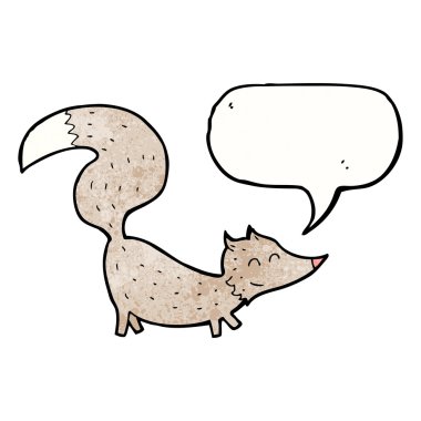 Konuşma baloncuğu olan küçük kurt.