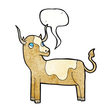 Konuşma baloncuklu çizgi film ineği