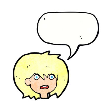 Konuşma baloncuğuyla şok olmuş çizgi film ifadesi