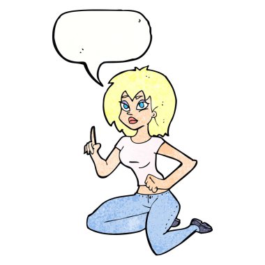 Konuşma baloncuğu fikri olan bir kadın.