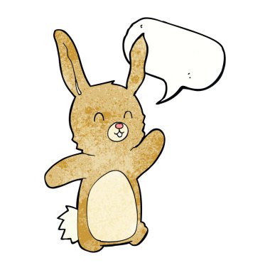 Konuşma balonlu mutlu tavşan çizgi filmi