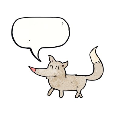 Konuşma baloncuğu olan küçük kurt.