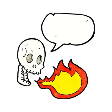 çizgi film ateş nefes kafatası konuşma kabarcığı ile