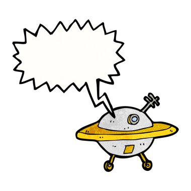 Konuşma baloncuklu uçan daire.