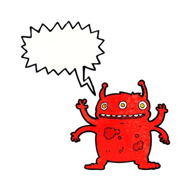 Konuşma baloncuklu uzaylı yaratık çizgi filmi.