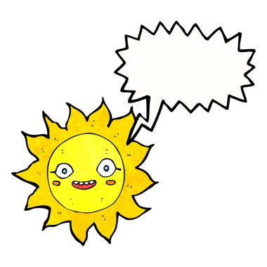 çizgi film mutlu güneş konuşma baloncuğu ile