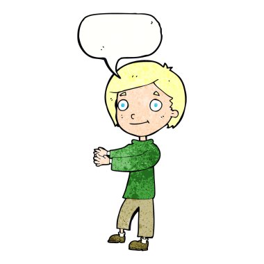 çizgi film mutlu çocuk konuşma balonu ile