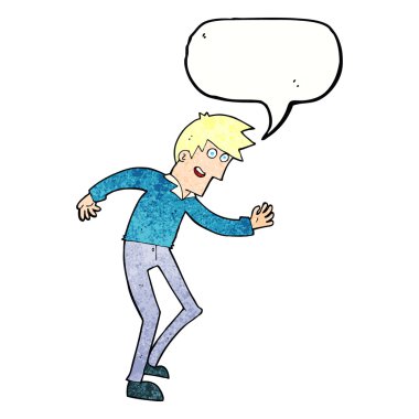 karikatür mutlu bir adam ile konuşma balonu dans