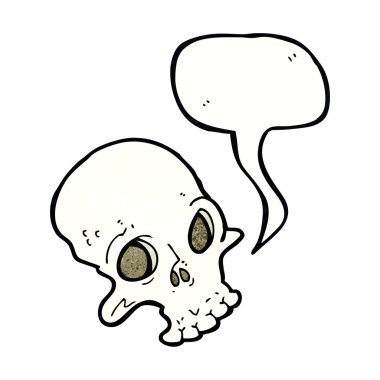 Konuşma baloncuklu garip kafatası