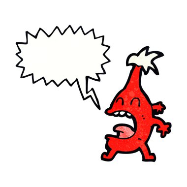 Konuşma balonu olan komik bir Noel yaratığı.