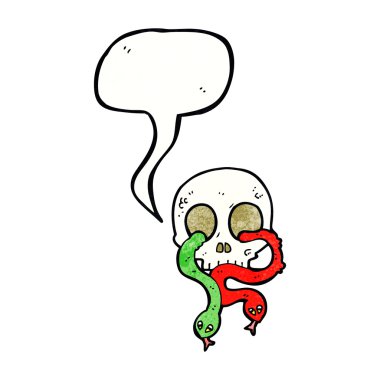 konuşma balonlu yılanlı kafatası