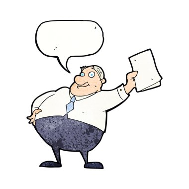 konuşma balonu kağıtlarla sallayarak karikatür patron