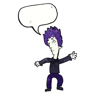 Konuşma baloncuğu olan bir vampir.