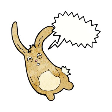 Konuşma balonlu komik çizgi film tavşanı