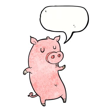 Konuşma balonlu komik domuz.