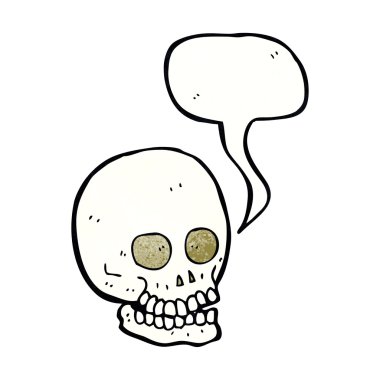 Konuşma balonlu karikatür kafatası