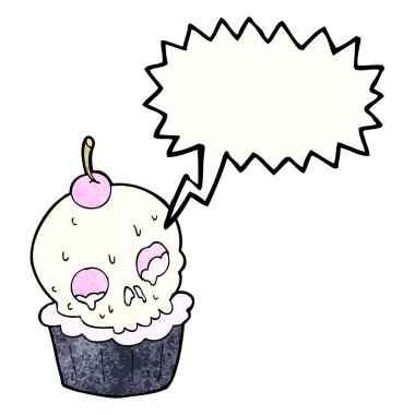 Konuşma baloncuklu Cadılar Bayramı pastası.