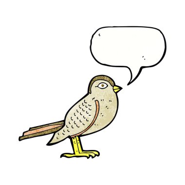 Konuşma baloncuklu çizgi film kuşu.