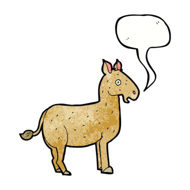 Konuşma baloncuklu çizgi film katırı