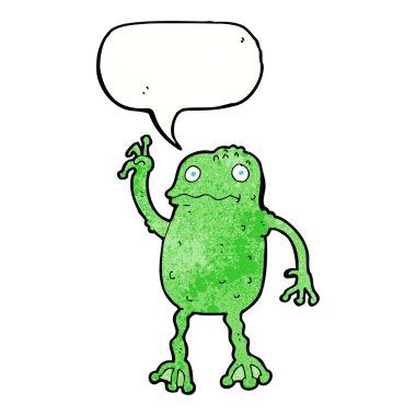 karikatür kurbağa ile konuşma balonu
