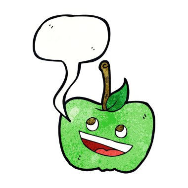 karikatür apple ile konuşma balonu