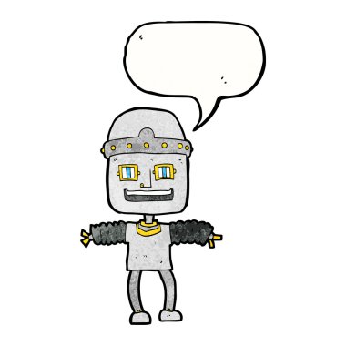 Konuşma baloncuklu çizgi film robotu