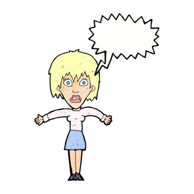 çizgi film şok kadınla konuşma balonu