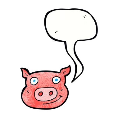 Konuşma balonlu domuz suratlı çizgi film.