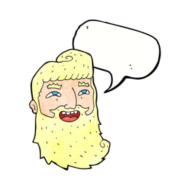 Çizgi filmdeki sakallı adam konuşma balonuyla gülüyor.