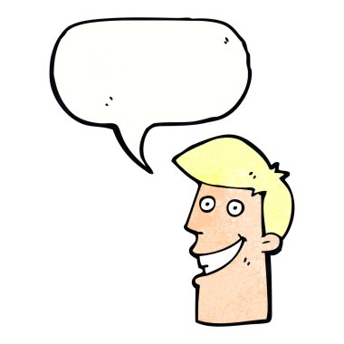 Çizgi filmdeki sırıtan adam konuşma balonuyla