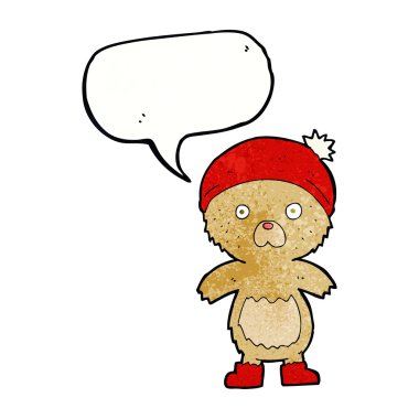 Konuşma baloncuklu sevimli oyuncak ayı.