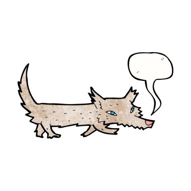 Konuşma baloncuğu olan küçük kurt.