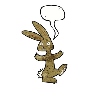 Konuşma balonlu çizgi film tavşanı