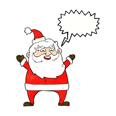 Konuşma balonlu neşeli Noel Baba çizgi filmi