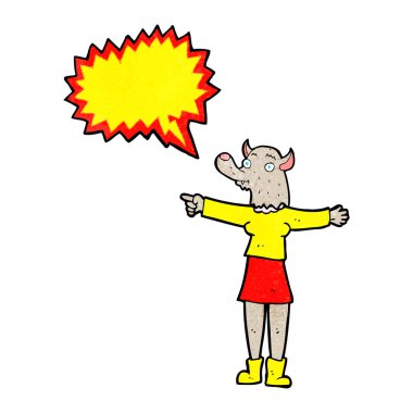 çizgi film işaret kurt adam kadınla konuşma balonu